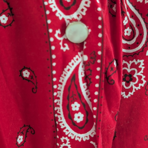 Laundry True Red Bandana Print Full Circle Midi Skirt Pearl Buttons S Western - Picture 5 of 10